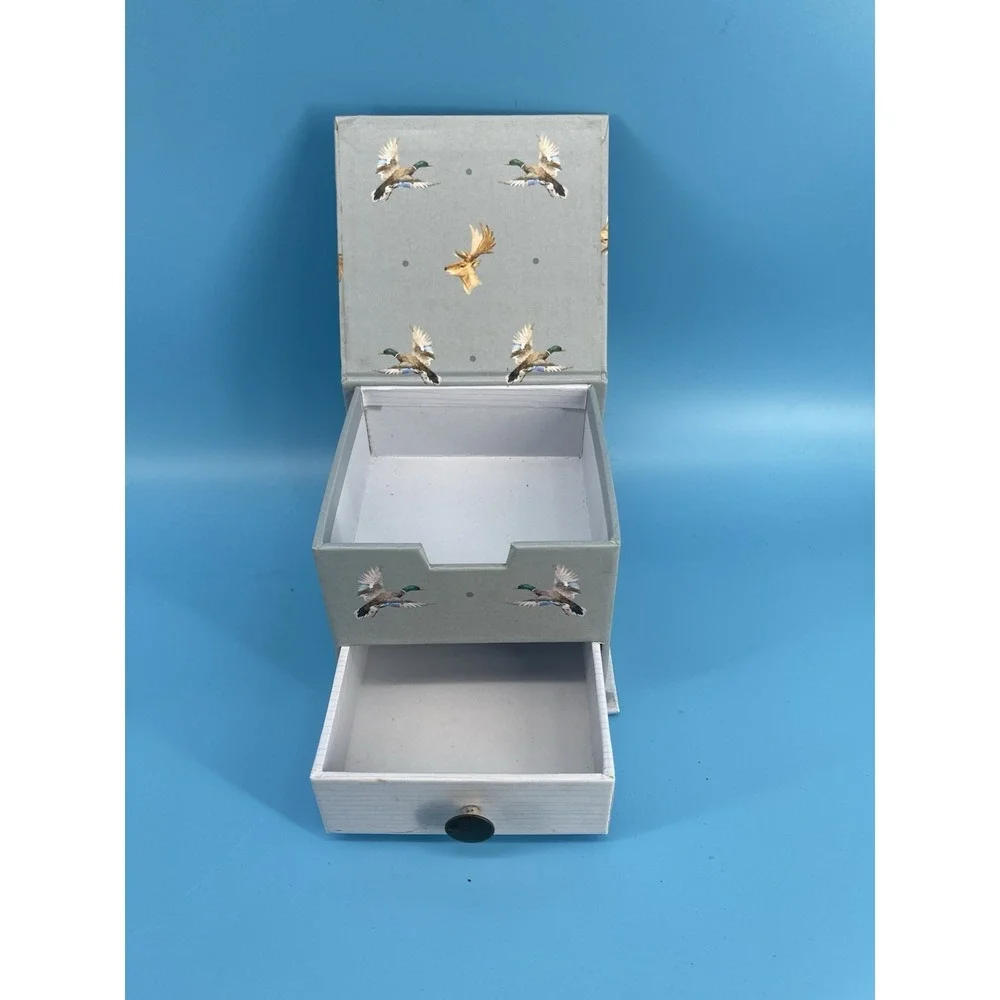 Vintage Cardboard Storage Box Drawer Ducks Deer Hunting Cabin Decor